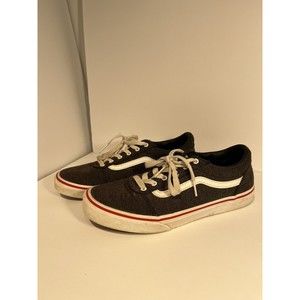Vans Youth Deck Shoes Sneakers Off The Walls Dark Gray Size 5.5 Lace-Up